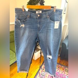 Denizen from Levi’s Boyfriend Super Stretch Cuffed Jeans Women Ripp Torn W32 14